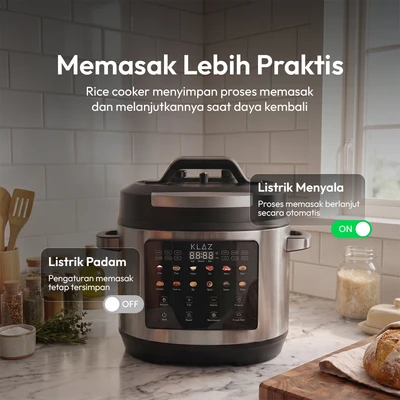 Gambar Klaz Pressio Panci Digital Pressure Cooker 5 Liter 900 Watt - Silver