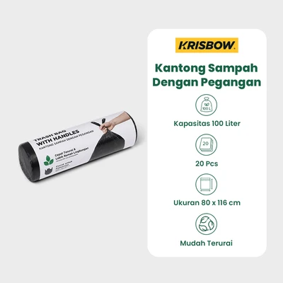 Gambar Krisbow Kantong Sampah Dengan Handle 100 Liter Set 20 Pcs - Hitam