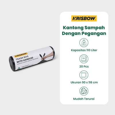 Gambar Krisbow Kantong Sampah Dengan Handle 110 Liter Set 20 Pcs - Hitam