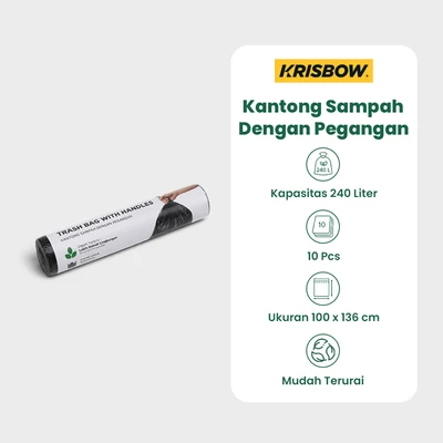 Gambar Krisbow Kantong Sampah Dengan Handle 240 Liter Set 10 Pcs - Hitam