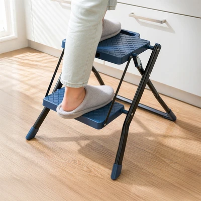 Gambar Fixsteps Tangga Lipat Steel 2in1 45 cm 2 Step - Hitam/Biru Navy