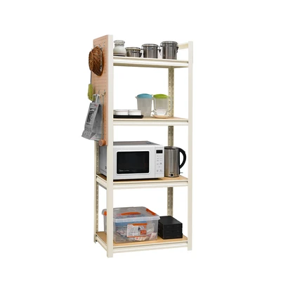 Gambar Stora Kichi Rak Besi Dengan Pegboard 4 Tingkat 70x35x160 cm - Putih/Cokelat