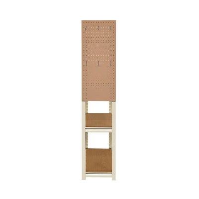 Gambar Stora Kichi Rak Besi Dengan Pegboard 4 Tingkat 70x35x160 cm - Putih/Cokelat