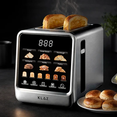 Gambar Klaz Toaster Digital 2 Slice Dengan Rak Penghangat 850 Watt - Silver
