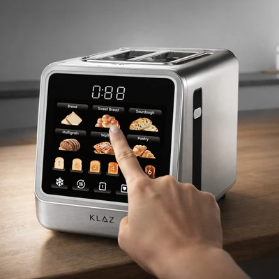 Gambar Klaz Toaster Digital 2 Slice Dengan Rak Penghangat 850 Watt - Silver