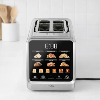 Gambar Klaz Toaster Digital 2 Slice Dengan Rak Penghangat 850 Watt - Silver