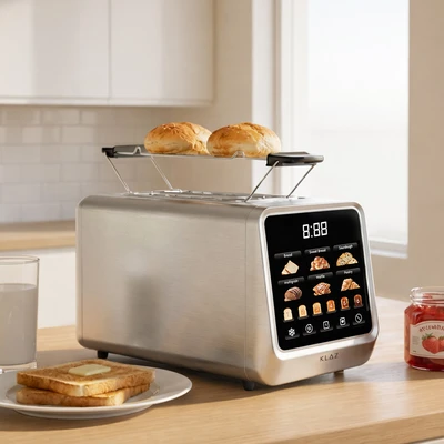 Gambar Klaz Toaster Digital 2 Slice Dengan Rak Penghangat 850 Watt - Silver