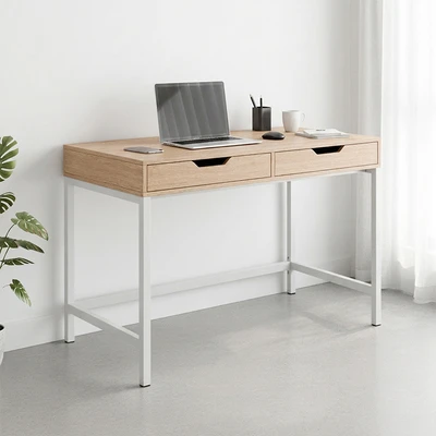 Gambar Informa Serano Meja Kantor MDF 100x60x76 cm - Putih/Cokelat Oak