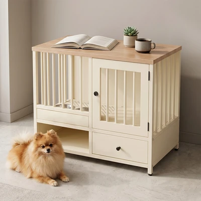 Gambar Pet Kingdom Sabine Kabinet Perlengkapan Hewan Dengan Laci Penyimpanan - Krem Beige