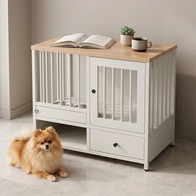 Gambar Pet Kingdom Sabine Kabinet Perlengkapan Hewan Dengan Laci Penyimpanan - Off White
