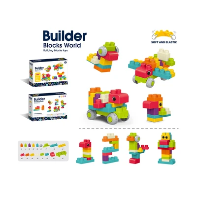 Gambar Bricks Kingdom Builder Blocks World Soft & Elastis Set 36 Pcs - Mix