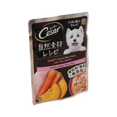 Gambar Cesar Makanan Anjing Basah Adult Chicken, Carrot, Pumpkin & Spinach 60 gr