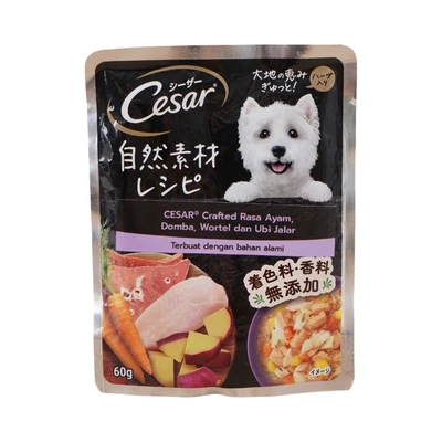 Gambar Cesar Makanan Anjing Basah Adult Chicken, Lamb, Carrot & Sweet Potato 60 gr