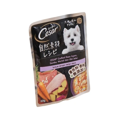 Gambar Cesar Makanan Anjing Basah Adult Chicken, Lamb, Carrot & Sweet Potato 60 gr