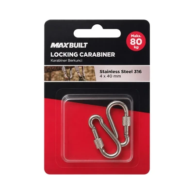 Gambar Maxbuilt Karabiner Dengan Lock Stainless Steel 4x40 mm Set 2 Pcs - Silver