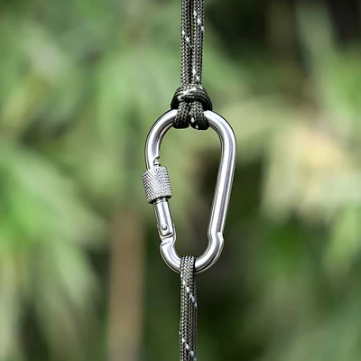 Gambar Maxbuilt Karabiner Dengan Lock Stainless Steel 6x60 mm Set 2 Pcs - Silver