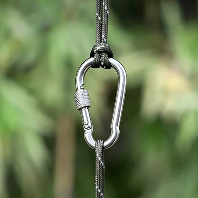 Gambar Maxbuilt Karabiner Dengan Lock Stainless Steel 8x80 mm Set 2 Pcs - Silver