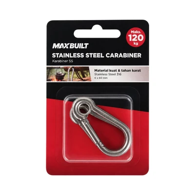 Gambar Maxbuilt Karabiner Ring Stainless Steel 6x60 mm Set 2 Pcs - Silver