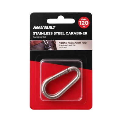 Gambar Maxbuilt Karabiner Stainless Steel 6x60 mm Set 2 Pcs - Silver