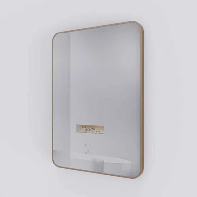 Gambar Opp 50x70 cm Cermin Dinding Kamar Mandi Frame Alumunium - Cokelat