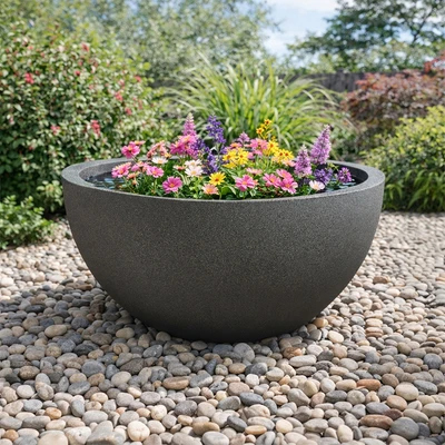 Gambar Soleil Arcadia Classic Pot Tanaman Plastik 80x80x35 cm - Abu-Abu