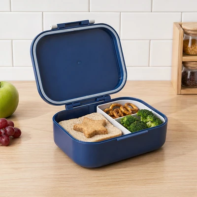 Gambar Picas Critter Tempat Makan Adjustable 3 Sekat 850 ml - Biru Navy