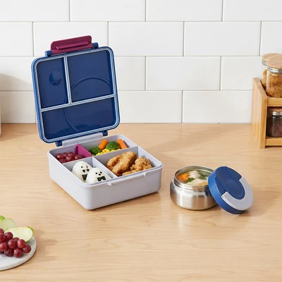 Gambar Picas Critter Kotak Makan Dengan Wadah Sup 1.6 Liter Set 2 pcs - Biru Navy
