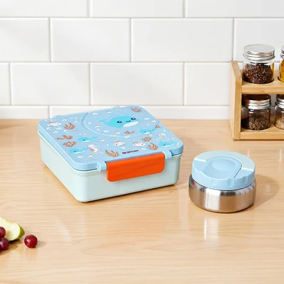 Gambar Picas Critter Kotak Makan Dengan Wadah Sup 1.6 Set 2 pcs - Biru