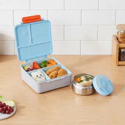 Gambar Picas Critter Kotak Makan Dengan Wadah Sup 1.6 Set 2 pcs - Biru