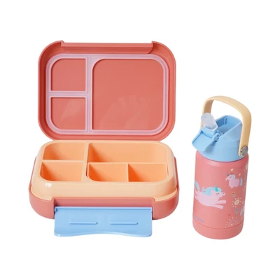 Gambar Picas Critter Kotak Makan Dengan Botol Vacuum Flask Set 3 pcs - Pink