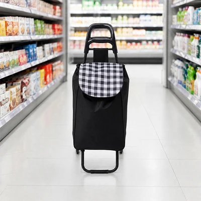 Gambar Passport Troli Belanja Checkered - Hitam