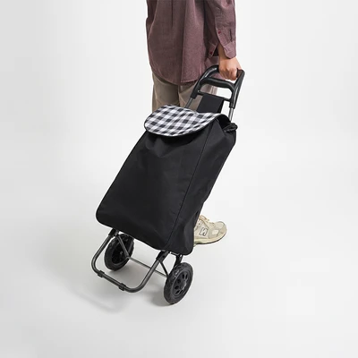 Gambar Passport Troli Belanja Checkered - Hitam