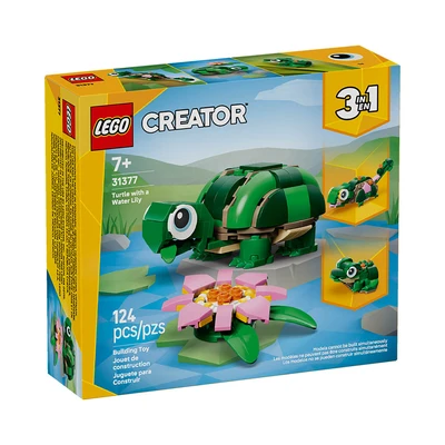 Gambar LEGO Creator 3 In 1 Turtle A Water Lily Flower Set 124 Pcs 31377 - Hijau