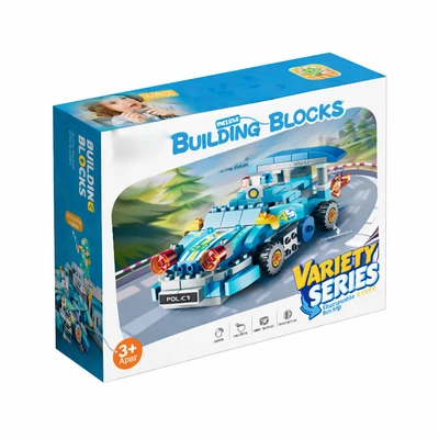Gambar Bricks Kingdom Big Building Blocks Variety Series Police Car Set 182 Pcs - Biru