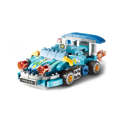 Gambar Bricks Kingdom Big Building Blocks Variety Series Police Car Set 182 Pcs - Biru
