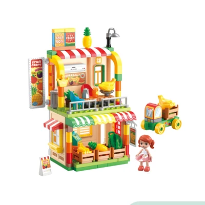 Gambar Bricks Kingdom Street View Series Fruit Store Set 133 Pcs - Mix