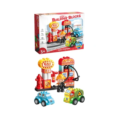 Gambar Bricks Kingdom Big Building Blocks City Series Gas Station Set 43 Pcs - Mix