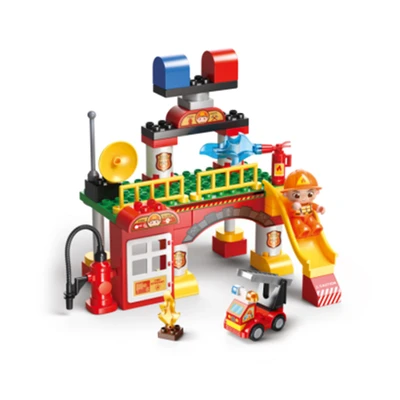 Gambar Bricks Kingdom Big Building Blocks City Series Mini Fire Station Set 55 Pcs - Mix