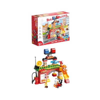 Gambar Bricks Kingdom Big Building Blocks City Series Mini Fire Station Set 55 Pcs - Mix