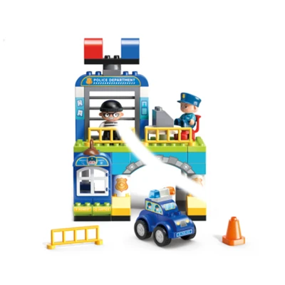 Gambar Bricks Kingdom Big Building Blocks City Series Mini Police Station Set 63 Pcs - Mix