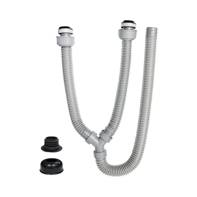 Gambar Fosa Selang Pembuangan Bak Cuci Piring Double PVC 30-60 cm - Abu-Abu
