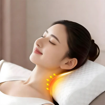 Gambar Cotton Couture Bantal Ergonomis Memory Foam Massage & Heating 2in1 56x30 cm - Putih