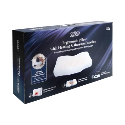 Gambar Cotton Couture Bantal Ergonomis Memory Foam Massage & Heating 2in1 56x30 cm - Putih
