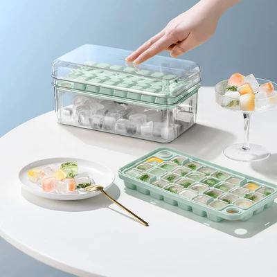 Gambar Culinart Cetakan Es Batu 2 Layer Dengan Tutup Tekan - Hijau