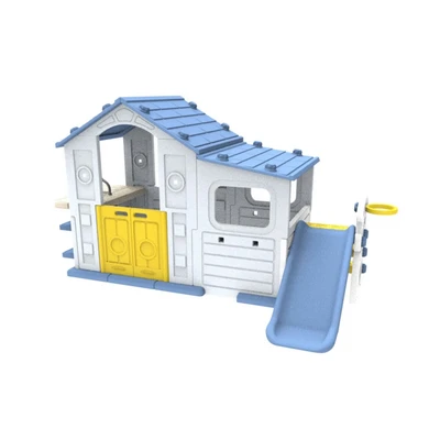 Gambar Paso Tomo Playhouse Anak Big House Sink & Slide - Putih/Biru
