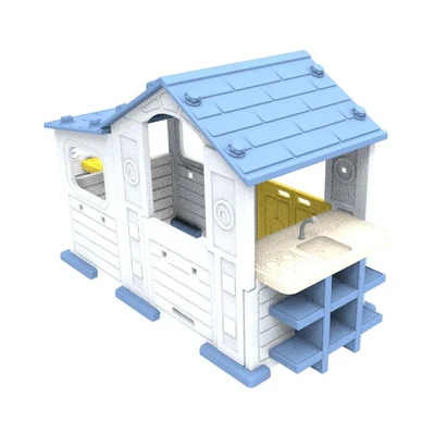 Gambar Paso Tomo Playhouse Anak Big House Sink & Slide - Putih/Biru