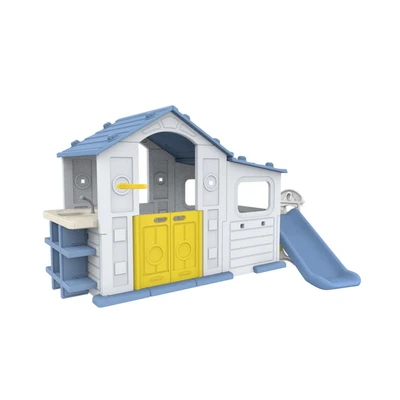 Gambar Paso Tomo Playhouse Anak Big House Sink & Slide - Putih/Biru