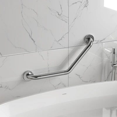 Gambar Fosa Pegangan Kamar Mandi L Stainless Steel 48.6x3.2x1.2 cm Chrome