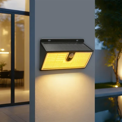 Gambar Krisbow Zura G2 Lampu Dinding Outdoor Solar 1.2 Watt 300 Lumens Warm White - Hitam