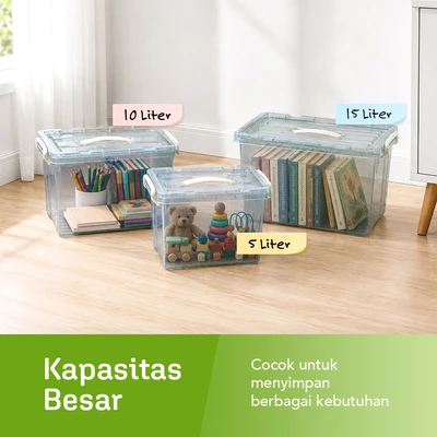 Gambar Stora Kotak Penyimpanan Dengan Tutup Set 3 pcs - Abu-Abu